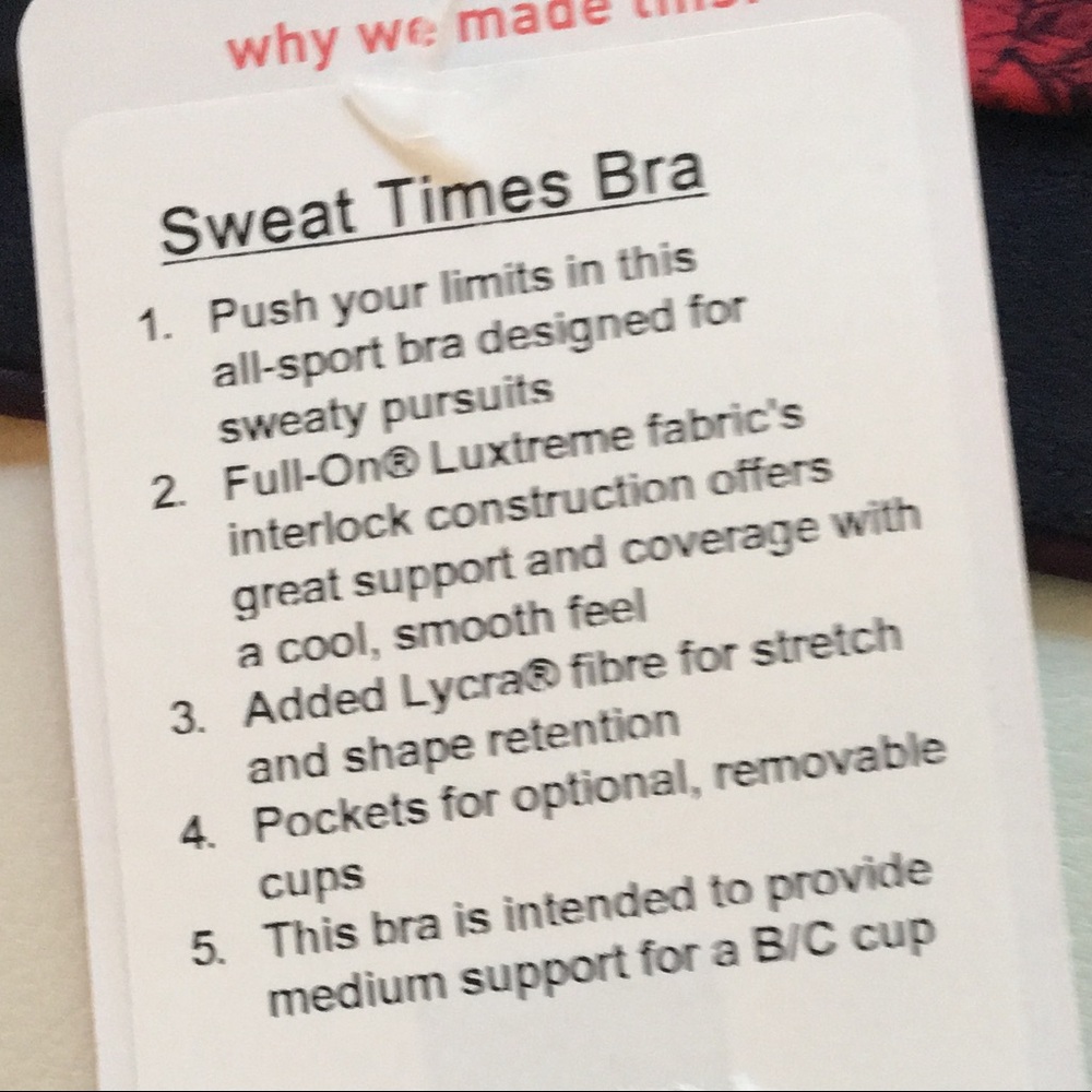 NWT RED LULULEMON SWEAT TIMES BRA BLACK CARMINE - Picture 5 of 7